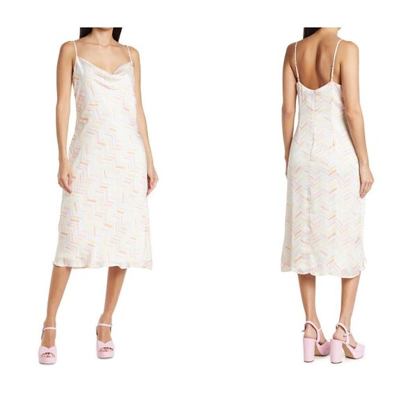 NWT BCBGENERATION Size 10 Stripe Print Slip Chevron Dress MSRP $118 - Picture 1 of 11
